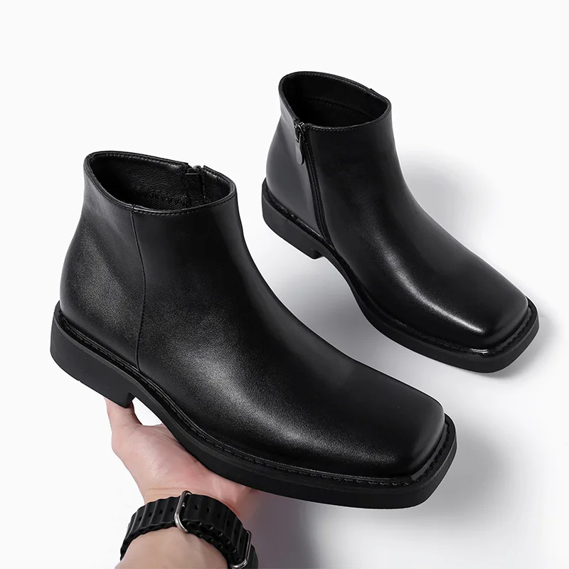 Men Formal Wear With Boots - Black New Fashion Men Casual Leather