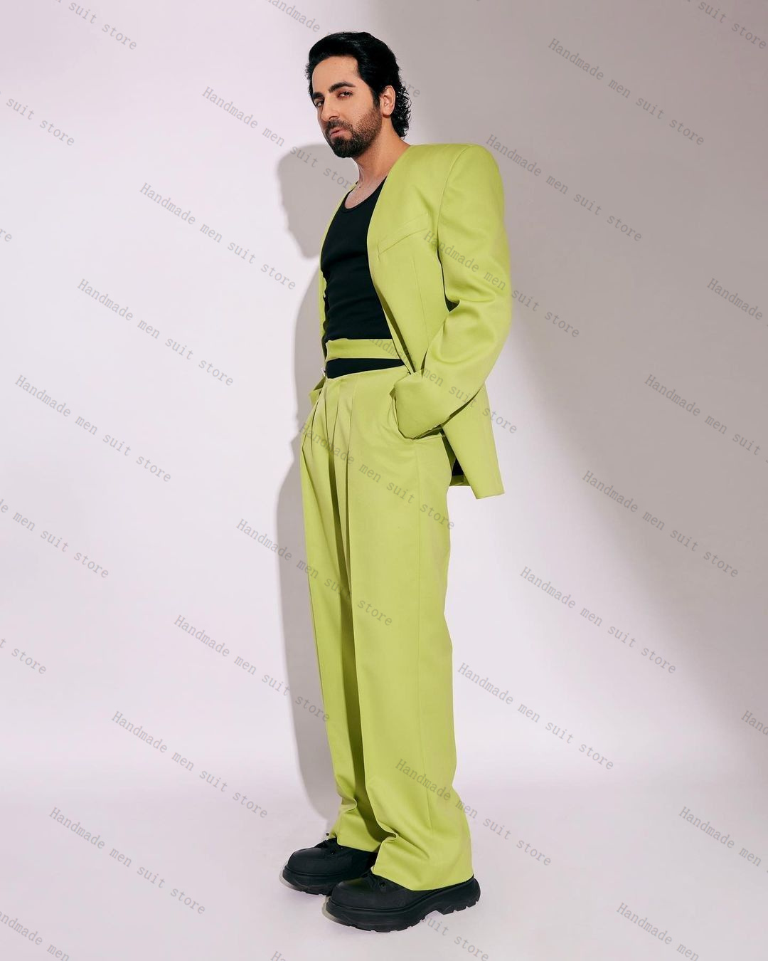 Men'S Formal Wear For Wedding Guest - Fashion Green Men Suit Set 2
