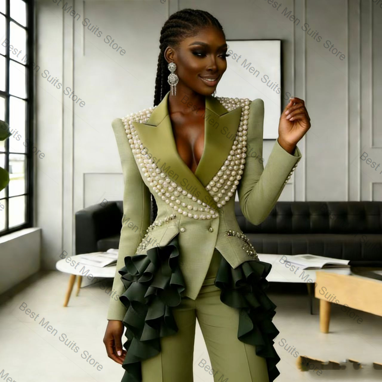 Pearls Green Women Suit Set 2  - đánh giá và giá Men'S Formal Wear For Wedding Guest