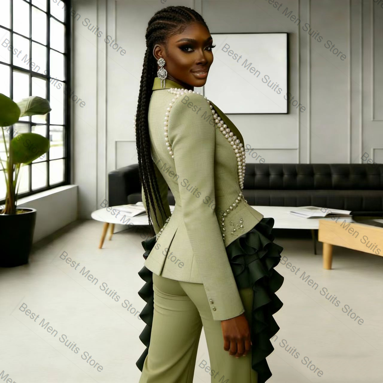 Pearls Green Women Suit Set 2  - đánh giá và giá Men'S Formal Wear For Wedding Guest