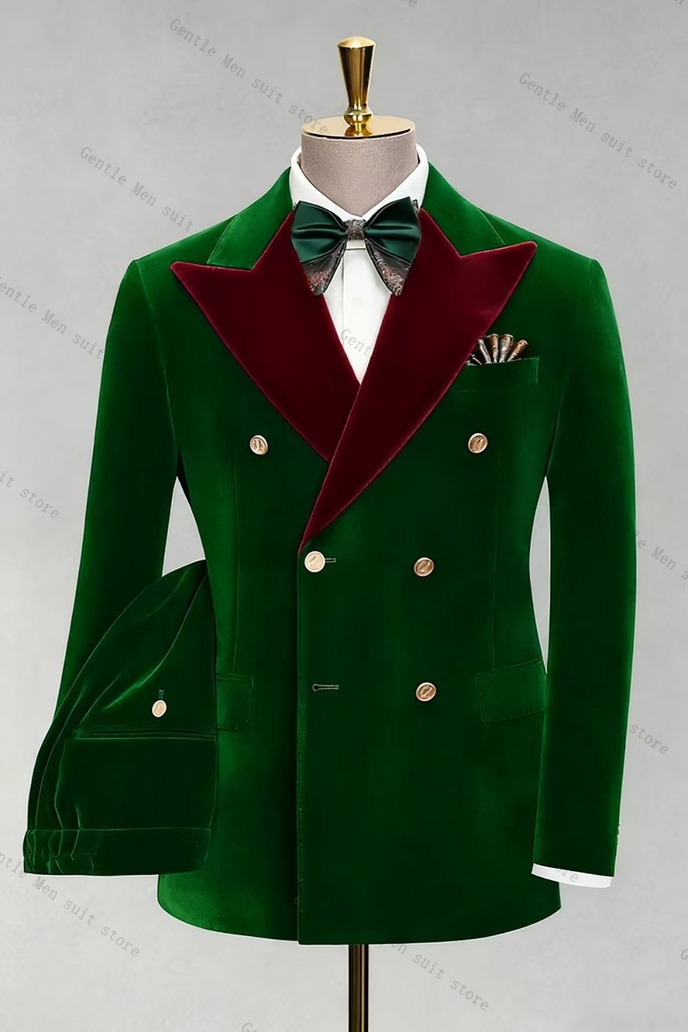Green Groom Men Suit Set 2 Pie - đánh giá và giá Men Formal Wear Green