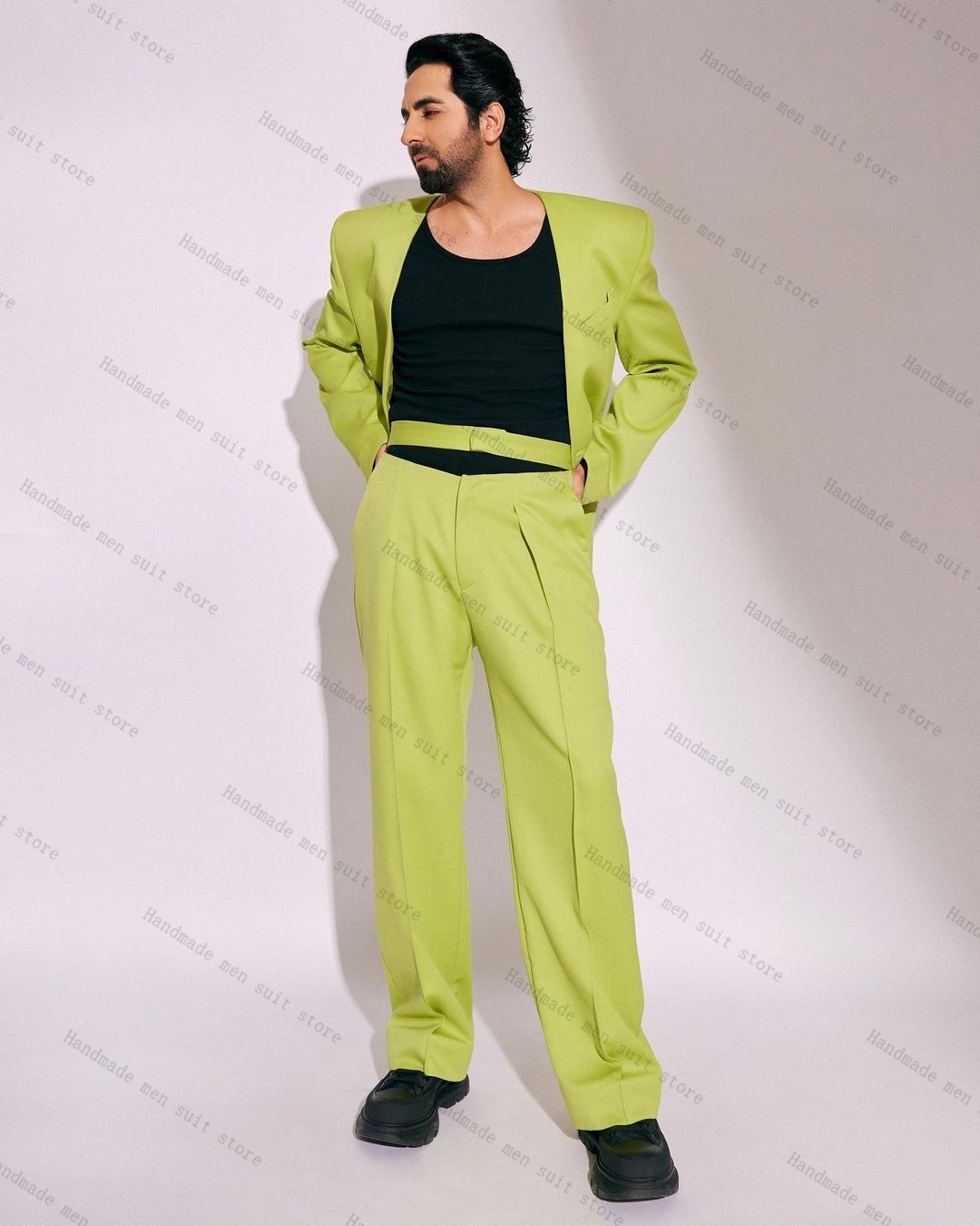 Fashion Green Men Suit Set 2 P - đánh giá và giá Men'S Formal Wear For Wedding Guest