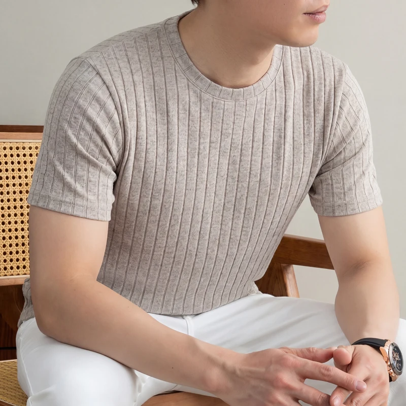 Business Casual Ribbed T Shirt - đánh giá và giá Young Men Formal Wear