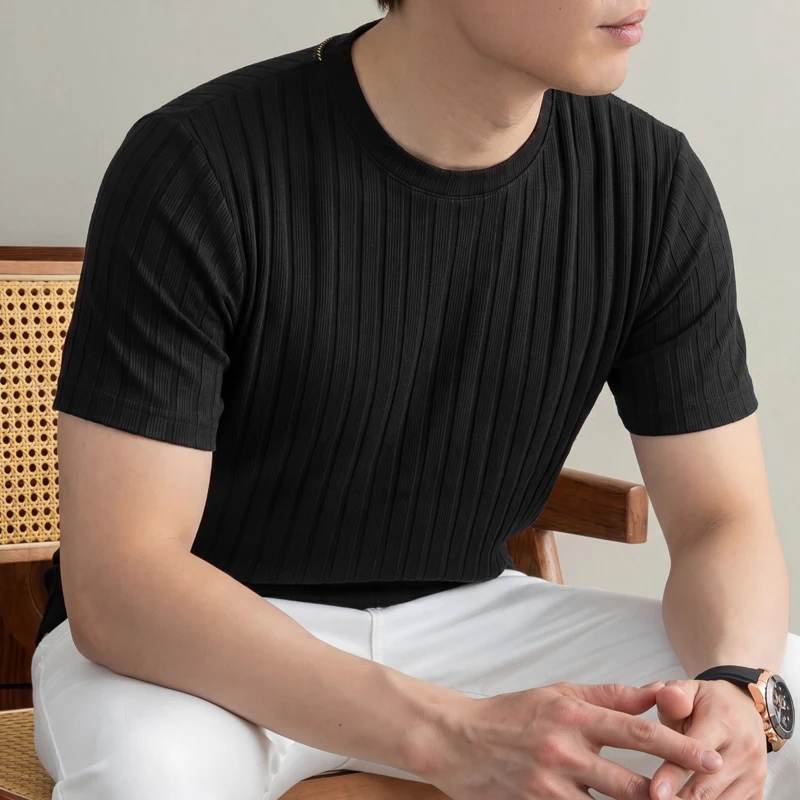 Business Casual Ribbed T Shirt - đánh giá và giá Young Men Formal Wear