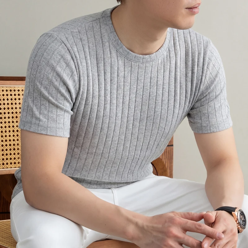 Business Casual Ribbed T Shirt - đánh giá và giá Young Men Formal Wear