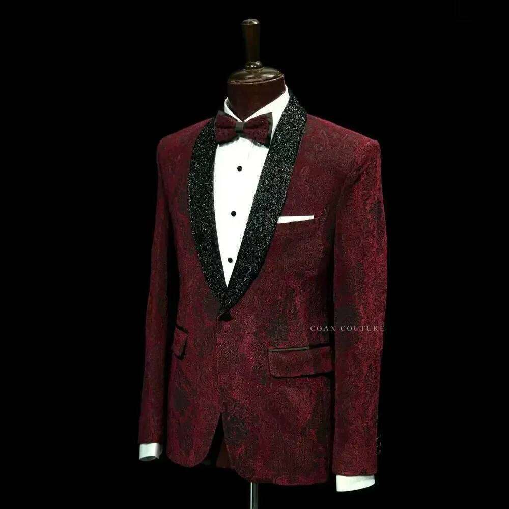 Dark Red Formal Men Suits Jacq - đánh giá và giá Men Formal Wear Red