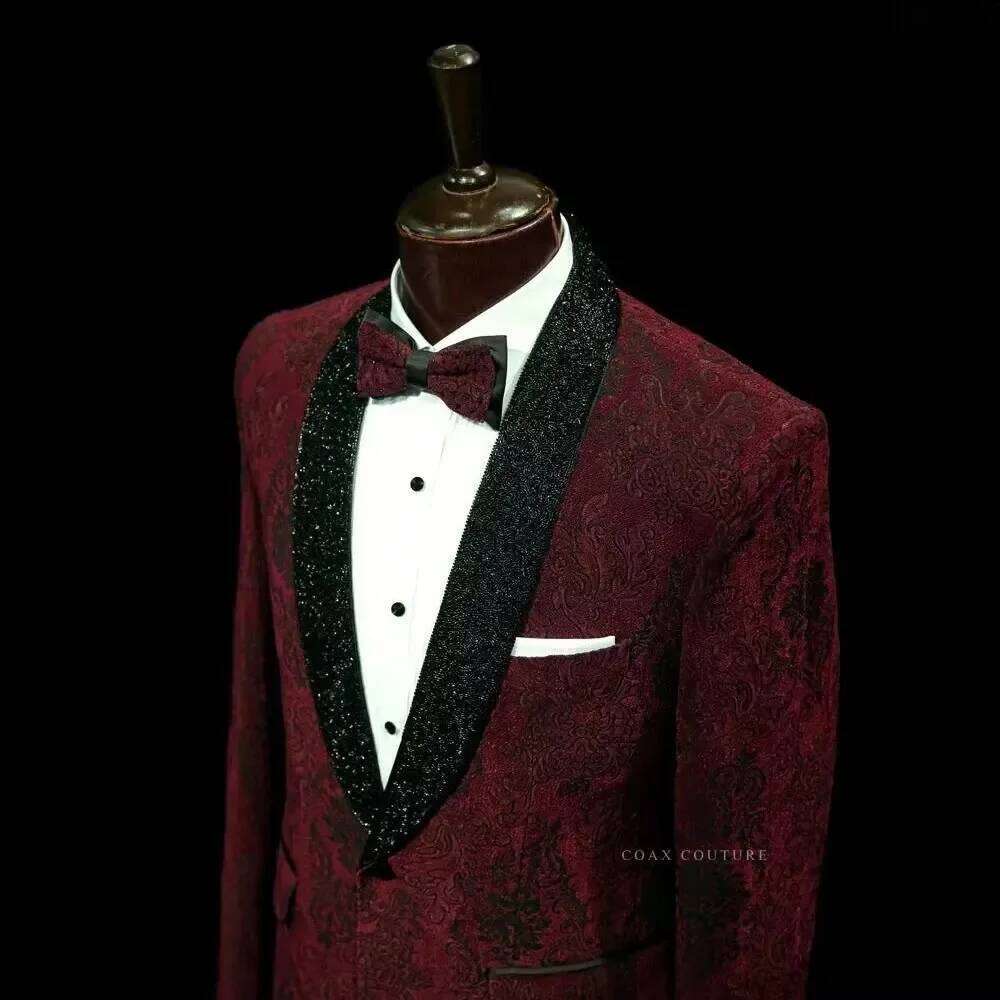 Dark Red Formal Men Suits Jacq - đánh giá và giá Men Formal Wear Red