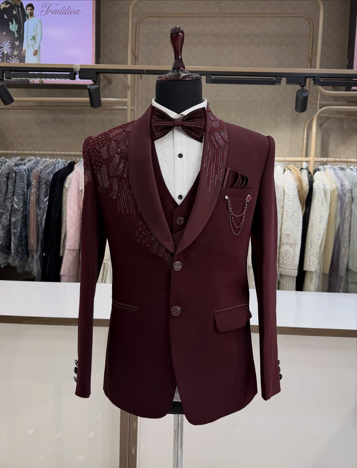 3 Pieces Groom Wedding Tuxedos - đánh giá và giá Men Formal Wear Red