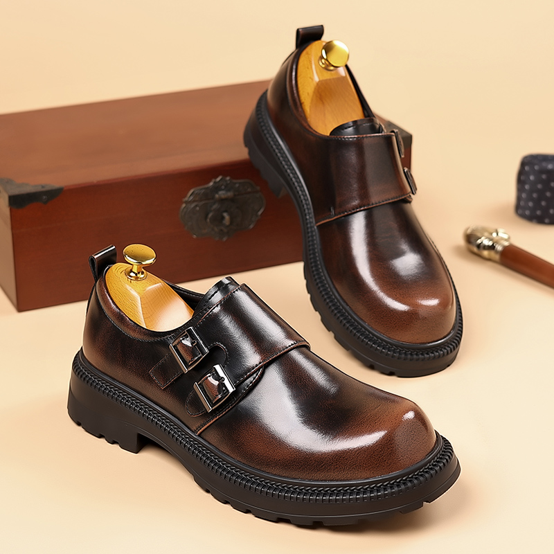 Retro Brown Men's Leather Casu - đánh giá và giá Men Formal Wear Brown