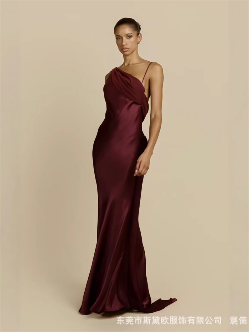Burgundy Satin Prom Dress Sexy - đánh giá và giá Men'S Formal Wear For Wedding Guest