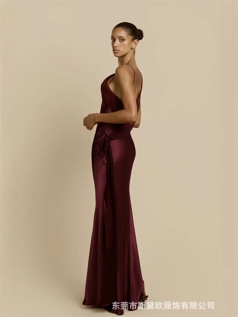 Burgundy Satin Prom Dress Sexy - đánh giá và giá Men'S Formal Wear For Wedding Guest
