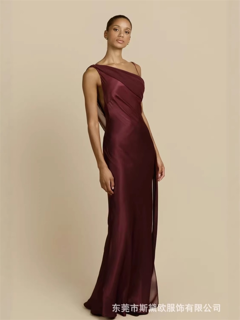 Burgundy Satin Prom Dress Sexy - đánh giá và giá Men'S Formal Wear For Wedding Guest