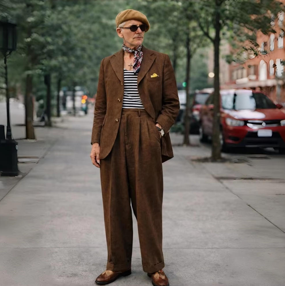 Brown Linen Men Suits 2 Pieces - đánh giá và giá Men Formal Wear Brown