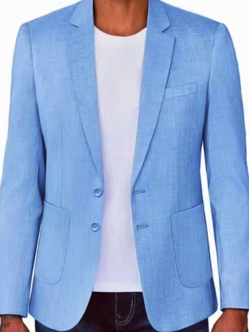Slim Fit Men's Beige/Blue Line - đánh giá và giá Men Formal Wear Jacket