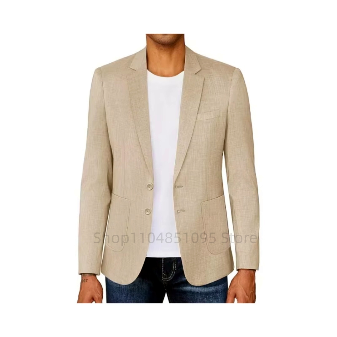 Slim Fit Men's Beige/Blue Line - đánh giá và giá Men Formal Wear Jacket