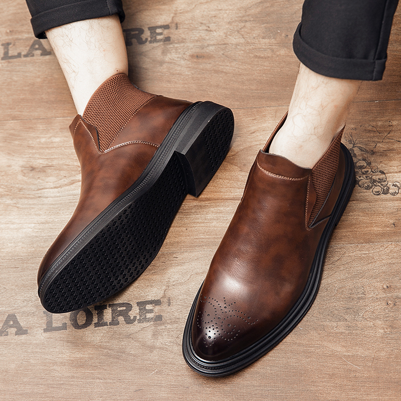 High-top leather shoes are ver - đánh giá và giá Men Formal Wear With Boots