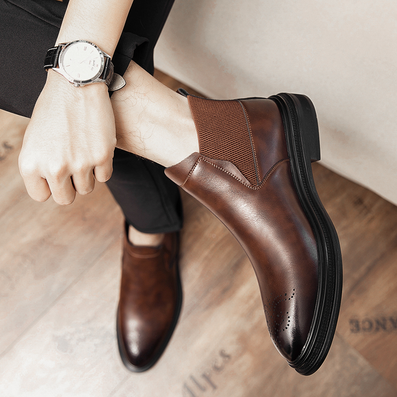 High-top leather shoes are ver - đánh giá và giá Men Formal Wear With Boots