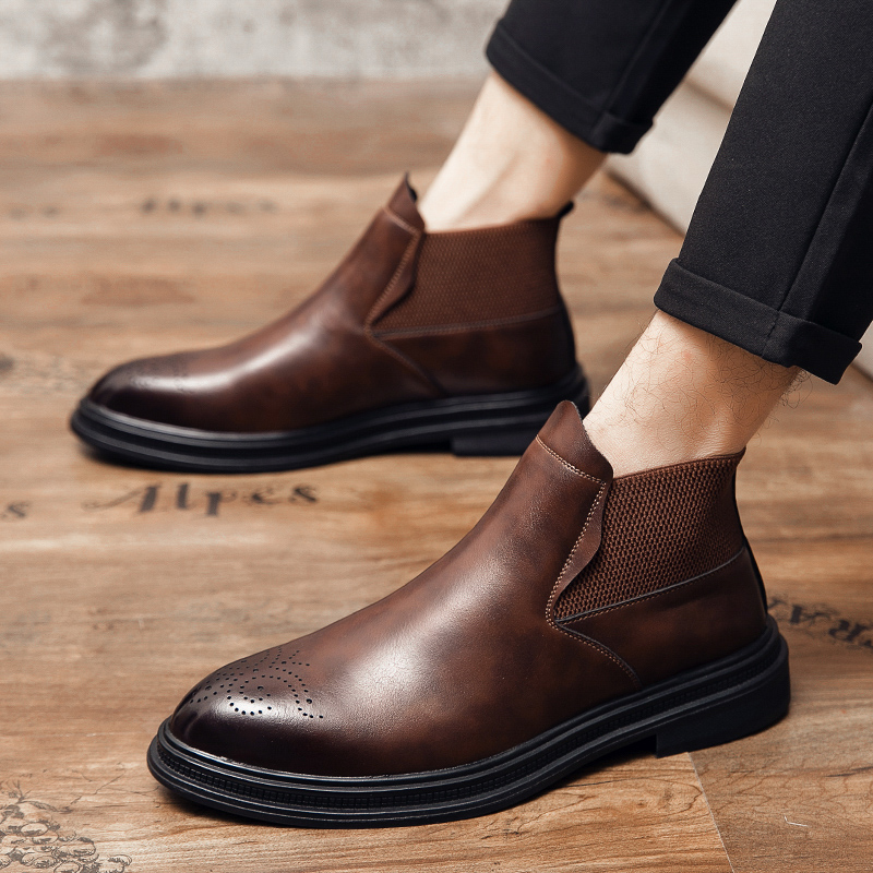 High-top leather shoes are ver - đánh giá và giá Men Formal Wear With Boots