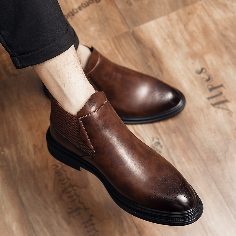 High-top leather shoes are ver - đánh giá và giá Men Formal Wear With Boots